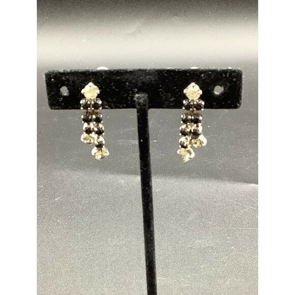 VINTAGE rhinestone screwback drop dangle earrings - Picture 1 of 4